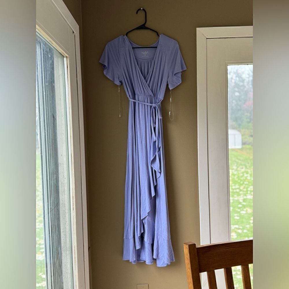 Isabel Maternity Flutter Short Sleeve Maxi Empire Waist Dress NWT Size XS - Picture 6 of 6